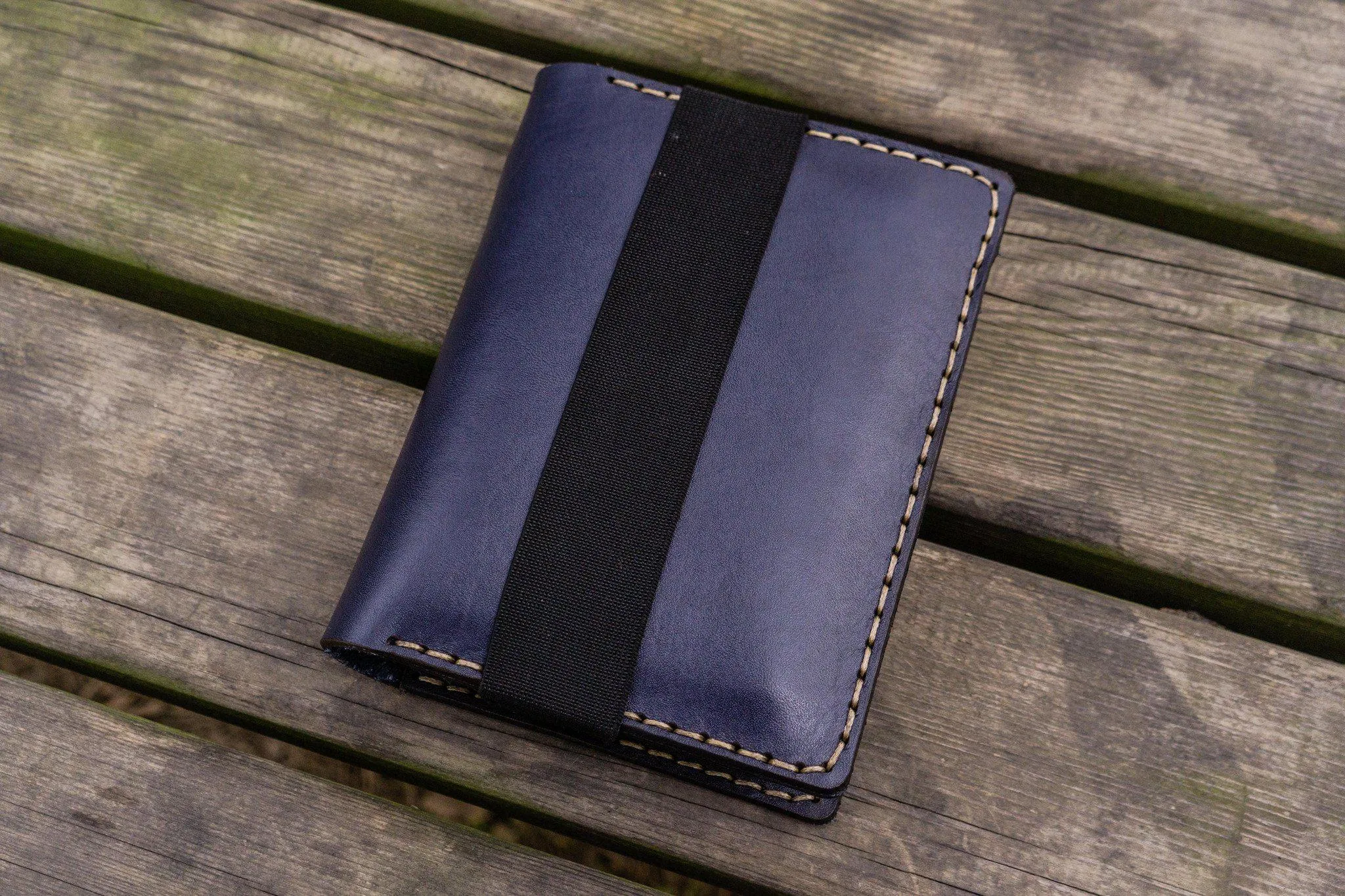 Leather Pocket Moleskine Journal Cover - Navy Blue