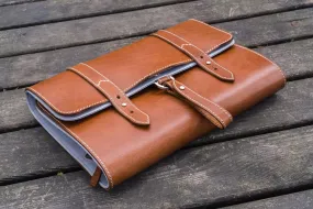 Leather Toiletry / Travel Bag - Brown