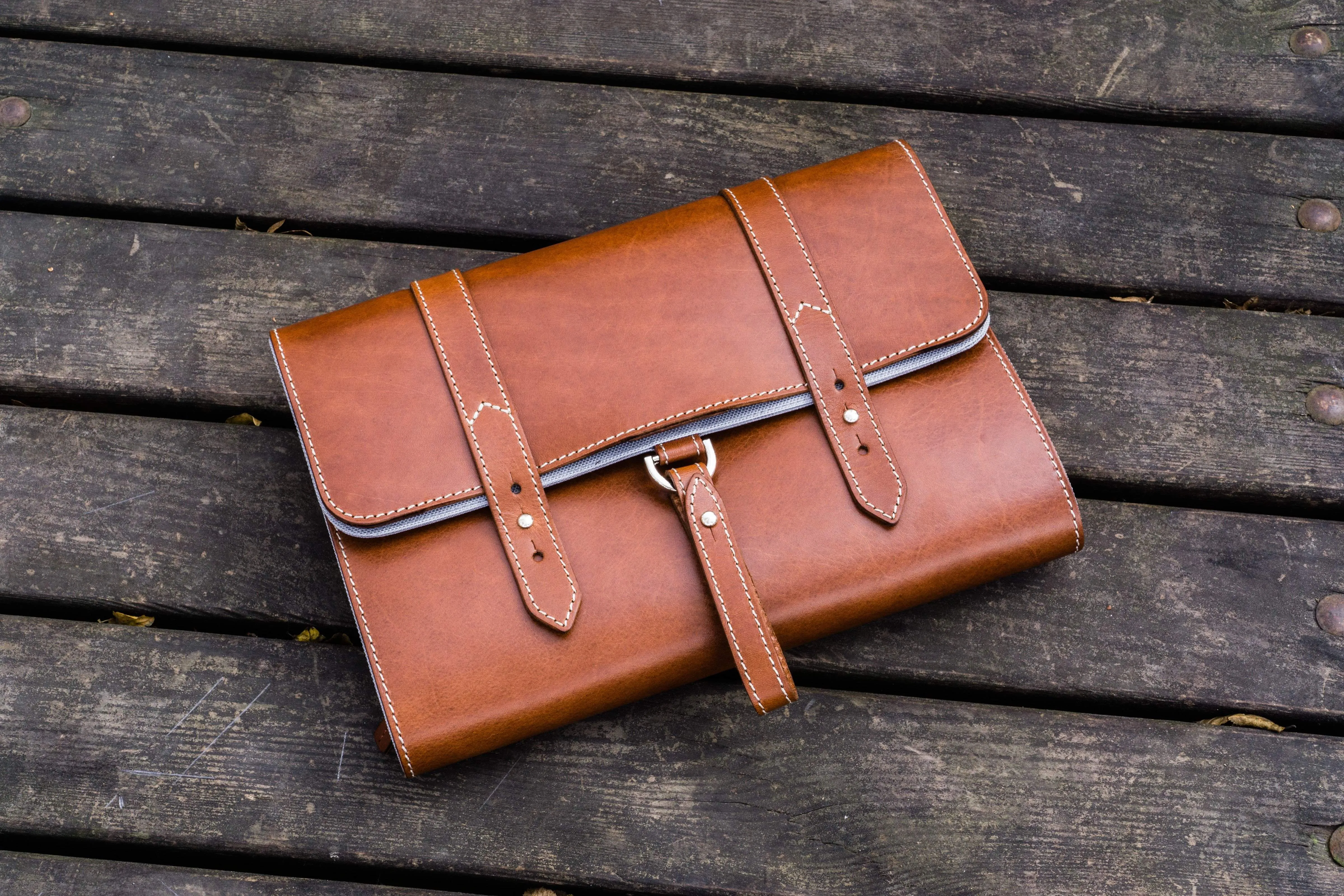 Leather Toiletry / Travel Bag - Brown