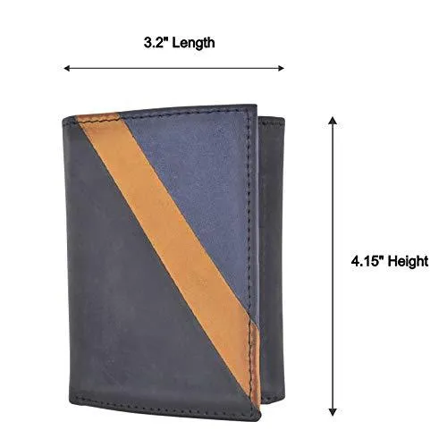 Leather Trifold RFID Blocking Wallet For Men With Flip Out ID Holder by Cazoro RFID611296