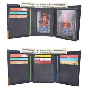 Leather Trifold RFID Blocking Wallet For Men With Flip Out ID Holder by Cazoro RFID611296