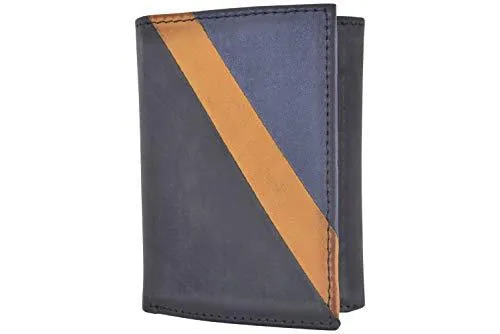 Leather Trifold RFID Blocking Wallet For Men With Flip Out ID Holder by Cazoro RFID611296