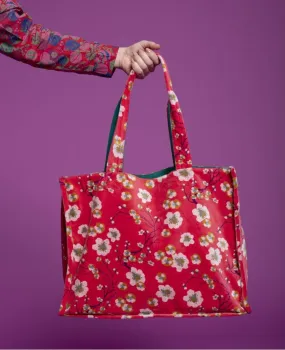 Les Touristes Big Tote Blossom Coral Velvet