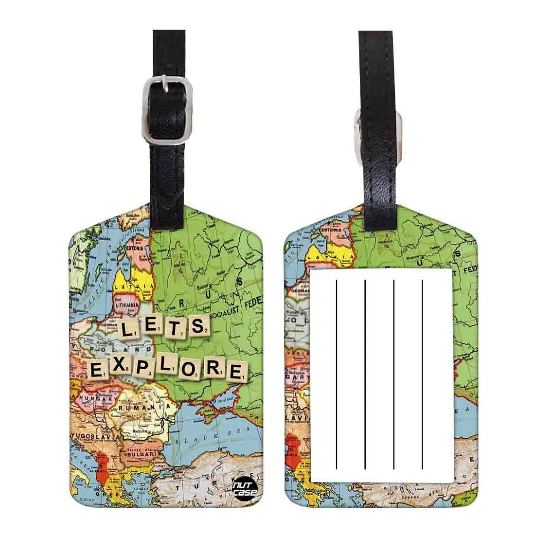 Luggage Tags Set Of 2 -  Map Blue