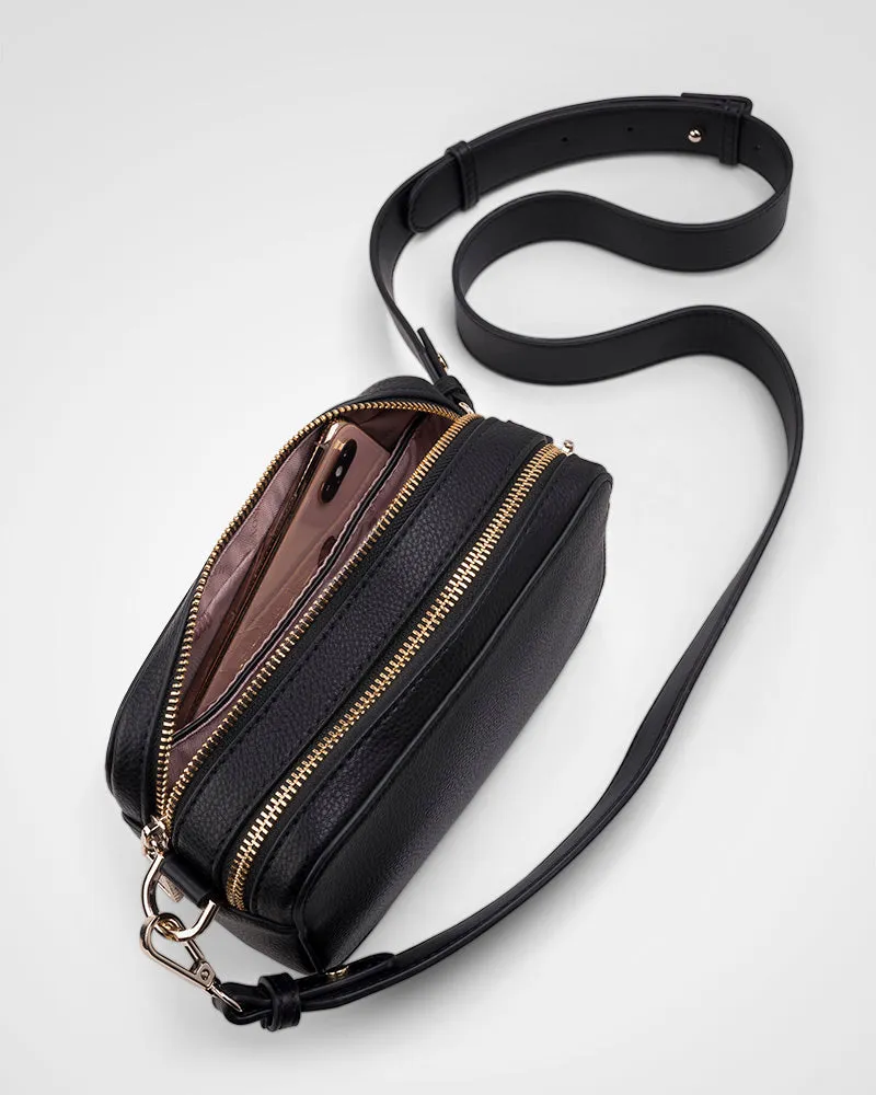 Maddie Double Zip Camera Crossbody Bag   Utility Bag Strap