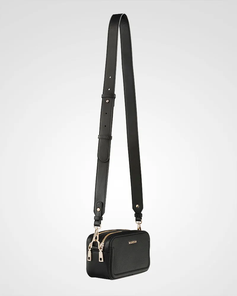 Maddie Double Zip Camera Crossbody Bag   Utility Bag Strap