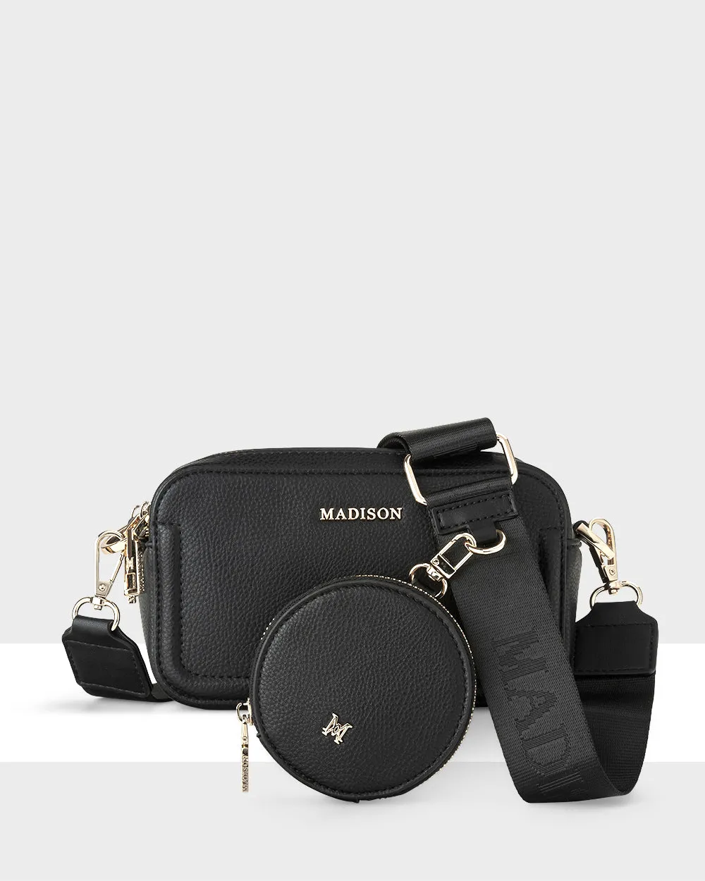 Maddie Double Zip Camera Crossbody Bag   Utility Bag Strap