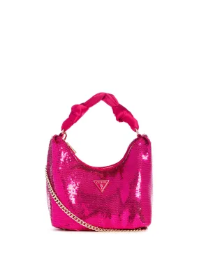 Magenta Velina Sequin Hobo Bag