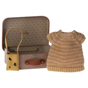 Maileg Knitted Dress and Bag in Suitcase, Big Sister Mouse