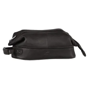 Mancini Leather Classic Toiletry Kit with Organizer Black