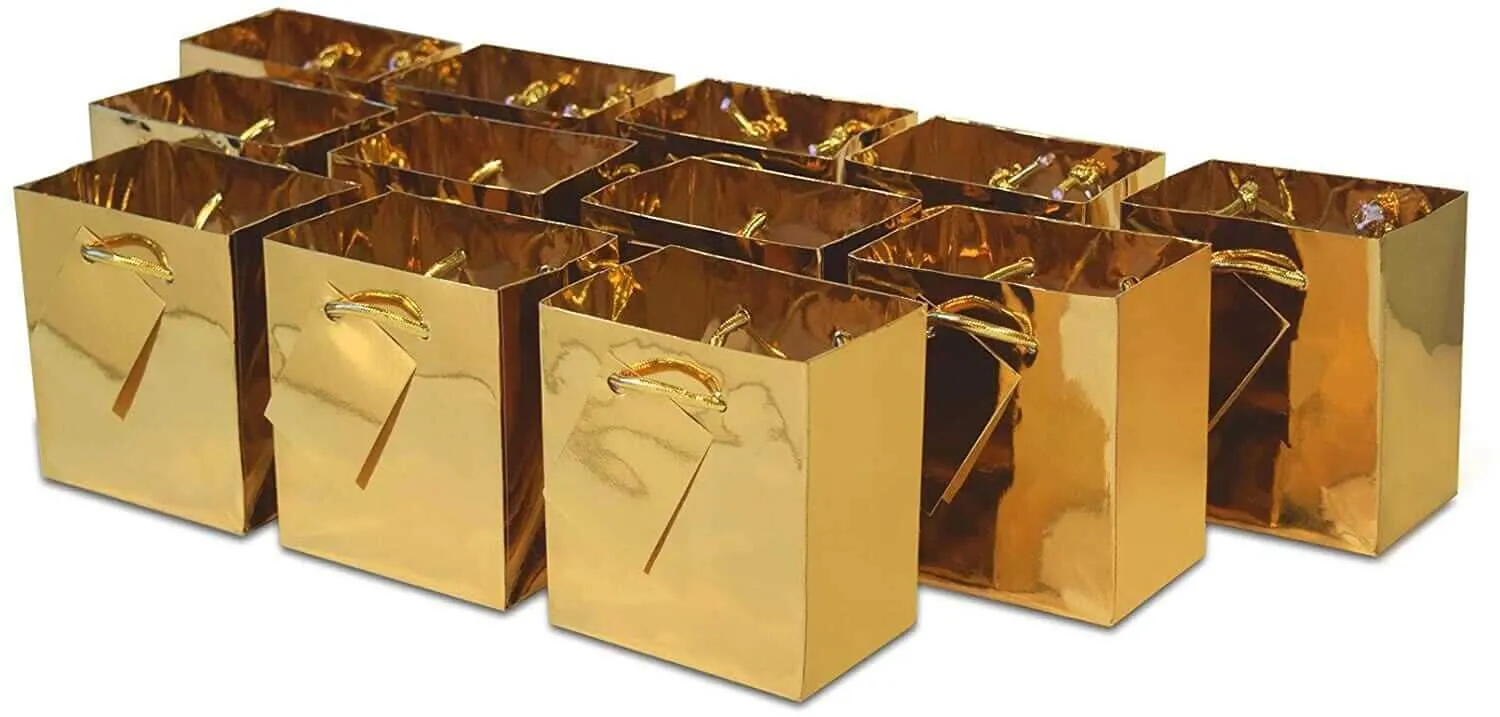 Metallic Gold Gift Bags with Handles