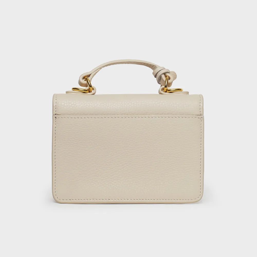 Micro Top Handle Flap Bag w/ Strap - N.160 - Off White Pebble Grain