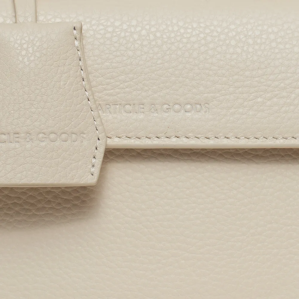 Micro Top Handle Flap Bag w/ Strap - N.160 - Off White Pebble Grain