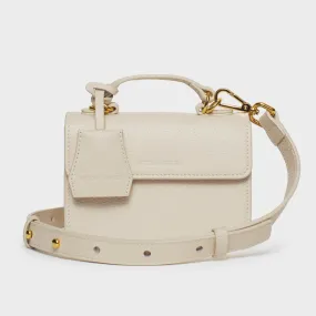 Micro Top Handle Flap Bag w/ Strap - N.160 - Off White Pebble Grain