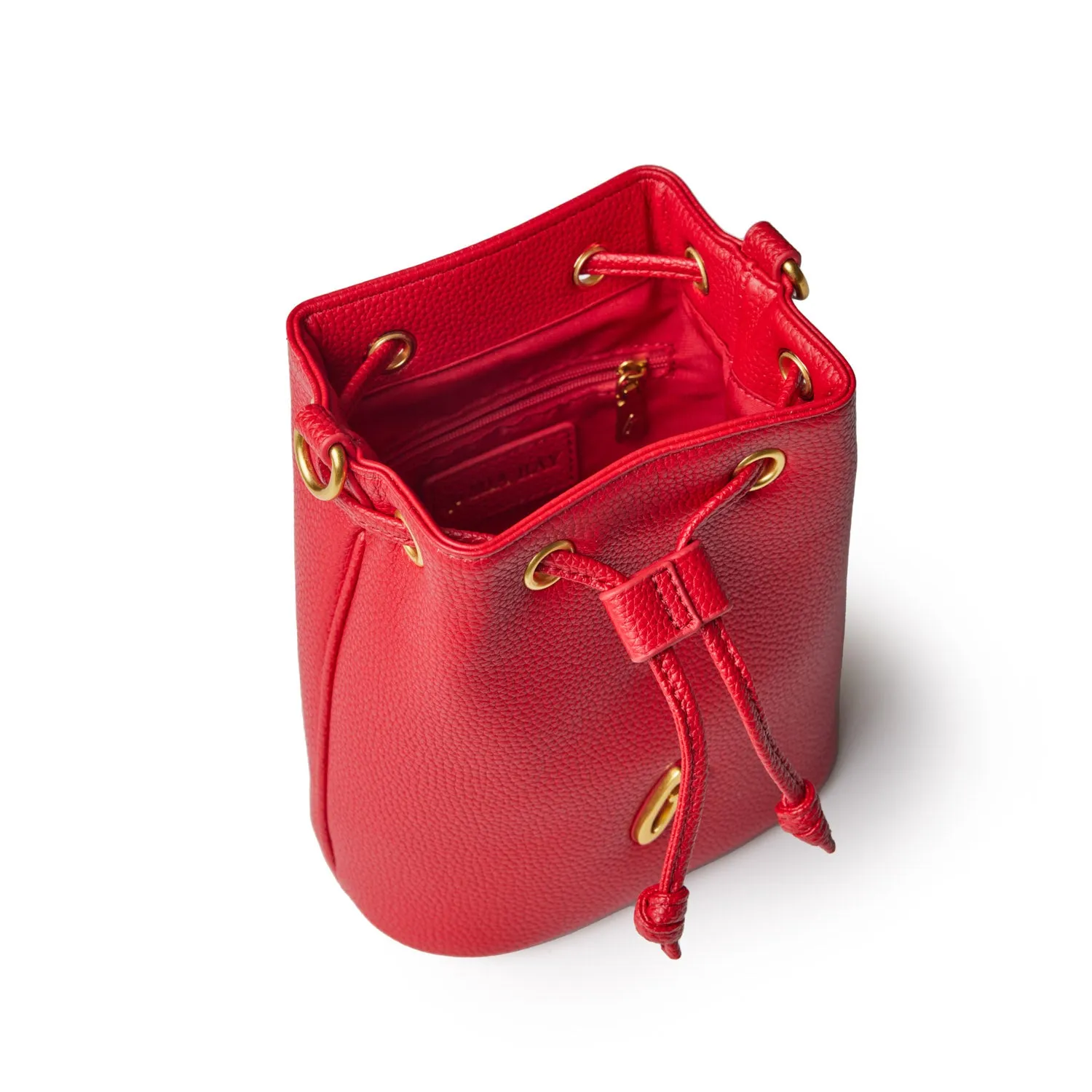 MINI PEBBLE BUCKET BAG - RED