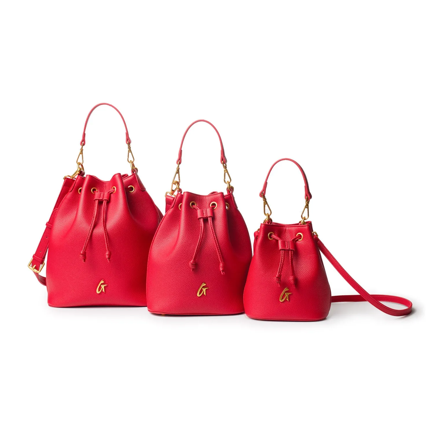 MINI PEBBLE BUCKET BAG - RED