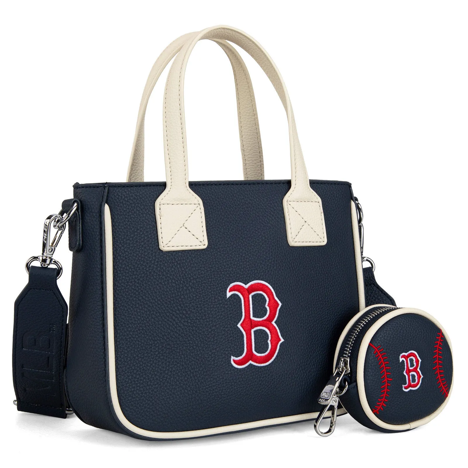 MLB-BR103 MLB Boston Red Sox Team Tote/Crossbody with Baseball Coin Pouch