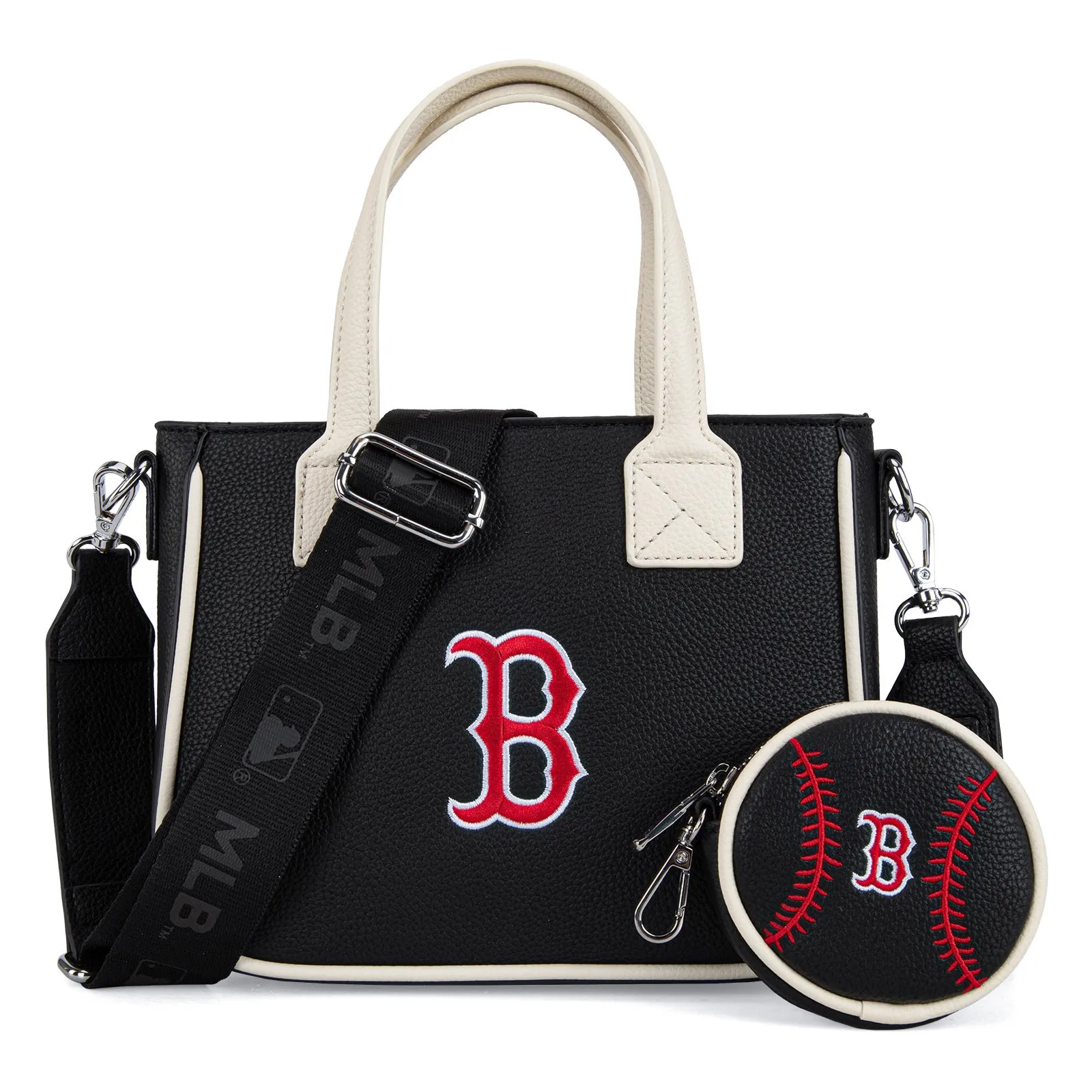 MLB-BR103 MLB Boston Red Sox Team Tote/Crossbody with Baseball Coin Pouch