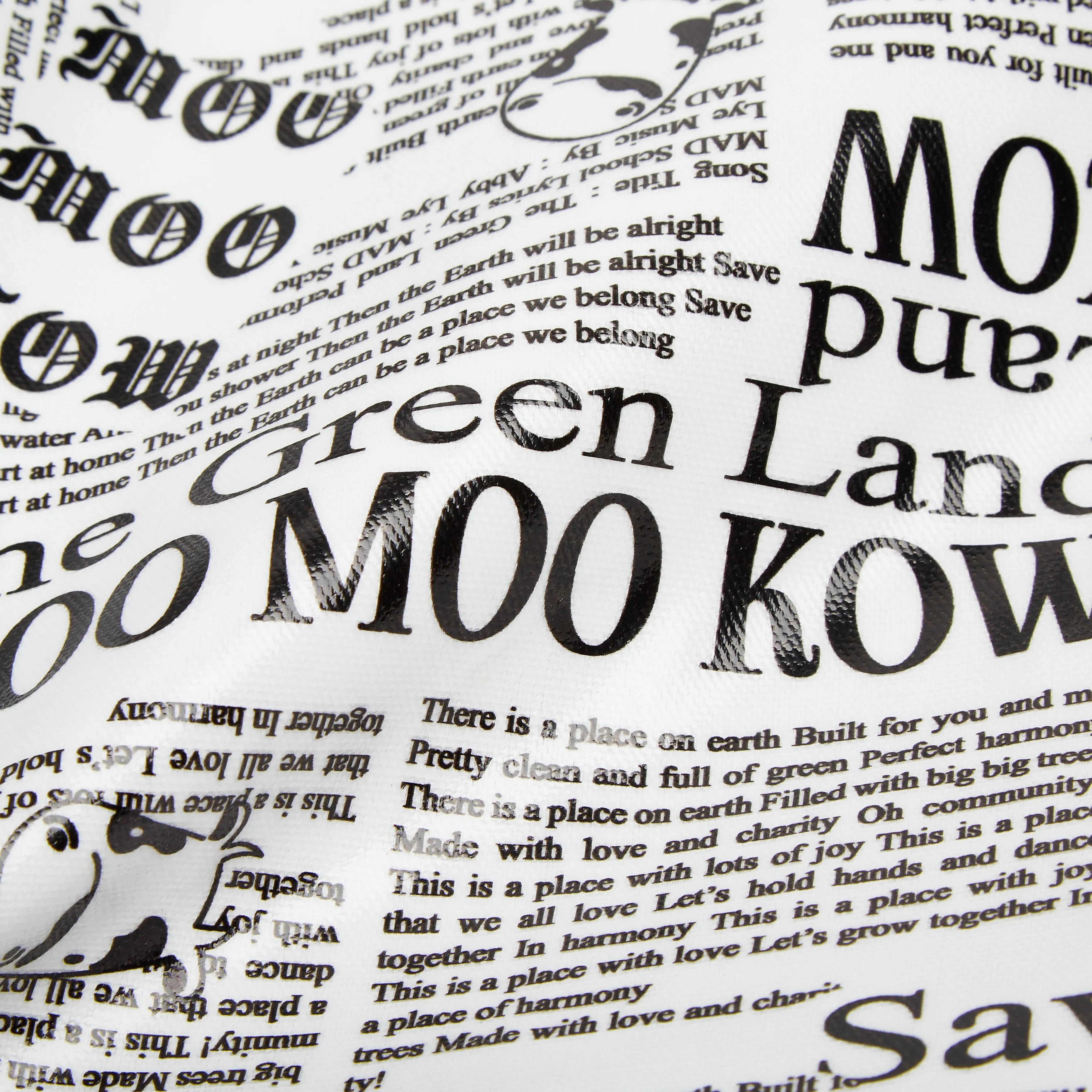 Moo Moo Kow Tote Bag Newspaper White - Large