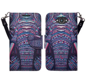 Motorola Droid Turbo | Motorola Moto Maxx | Motorola XT1254 Cases, Wrist Strap Magnetic Fold[Kickstand] Pu Leather Wallet Case with ID & Credit Card Slots for Motorola Droid Turbo | Motorola Moto Maxx | Motorola XT1254  - Tribal Elephant