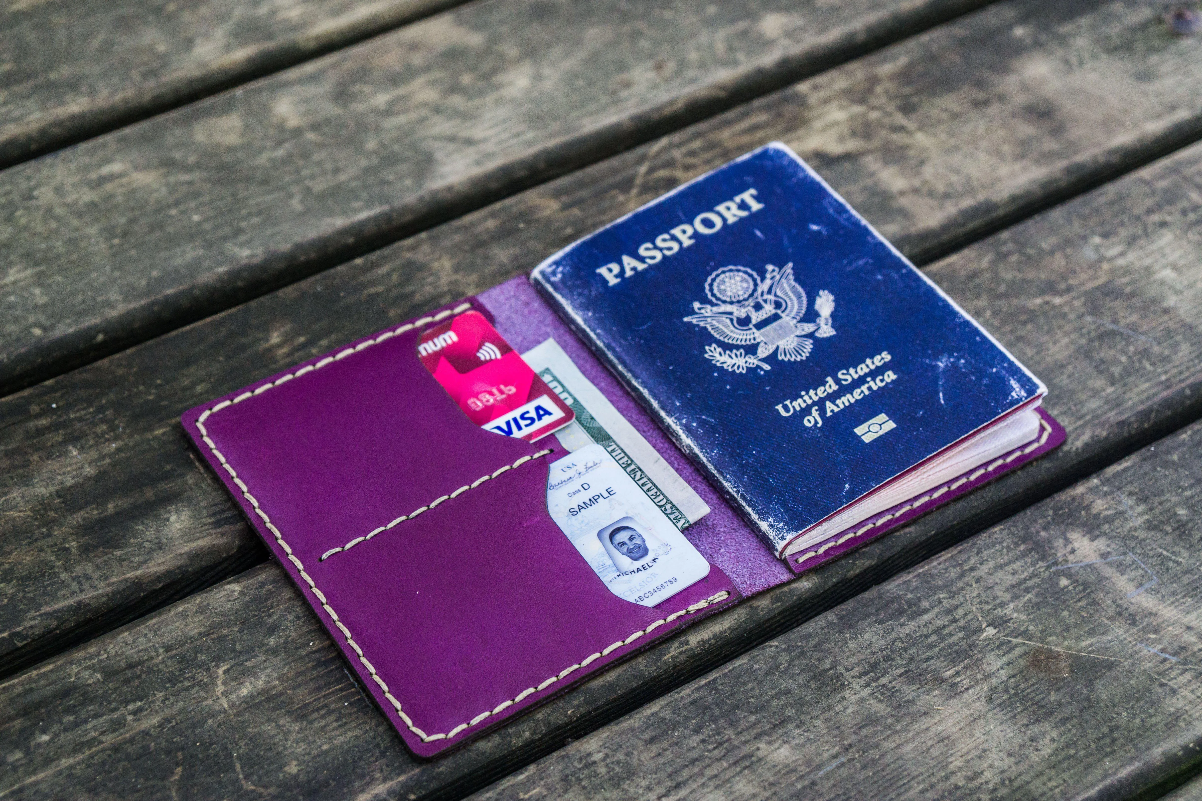 No.06 Leather Passport Holder - Purple