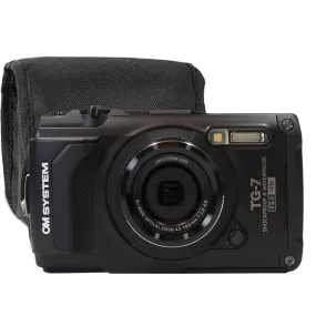 OM SYSTEM Tough TG-7 Digital Camera (Black) with Small Camcorder Case