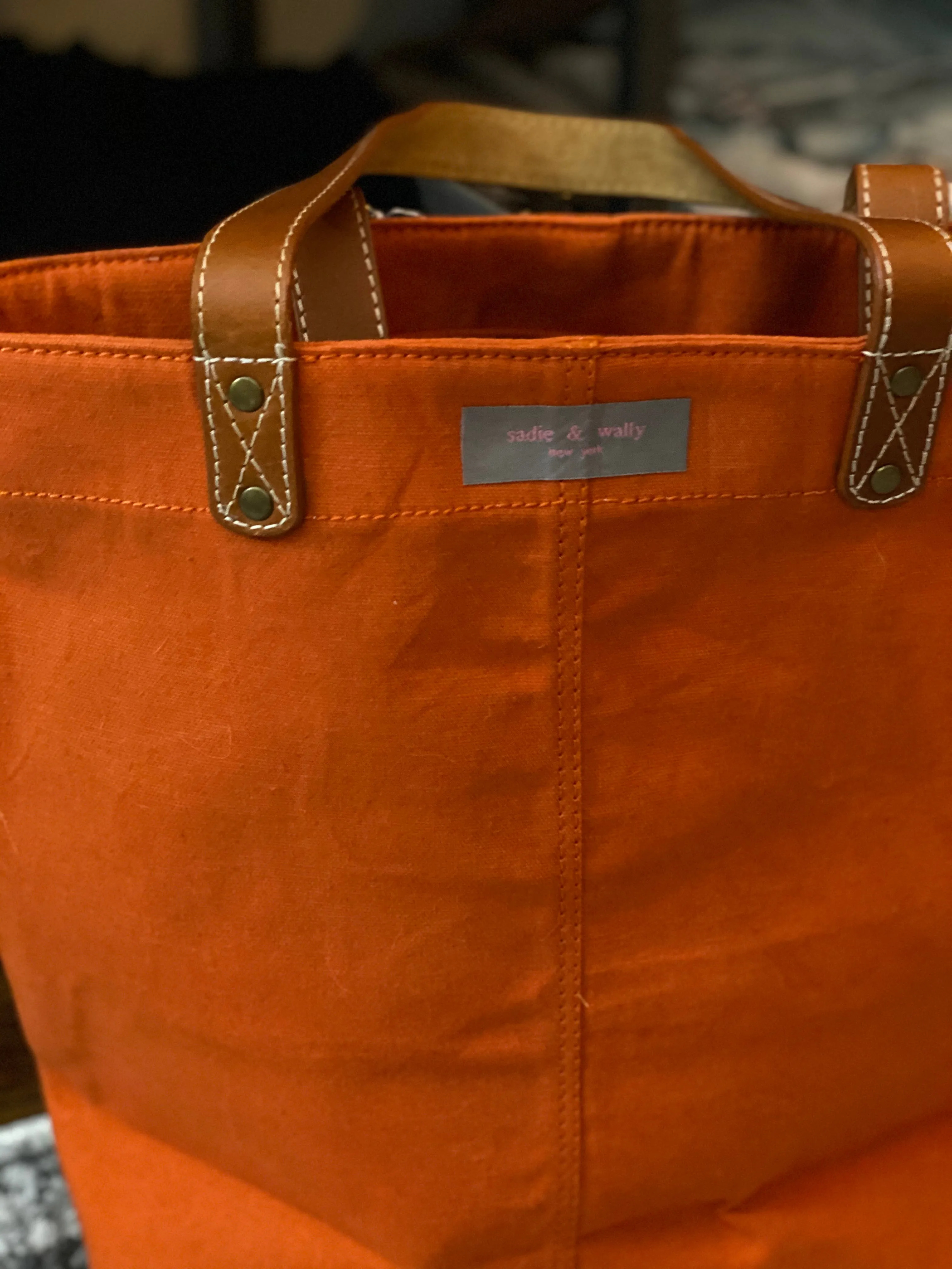 Orange Coated Canvas Tote Bag