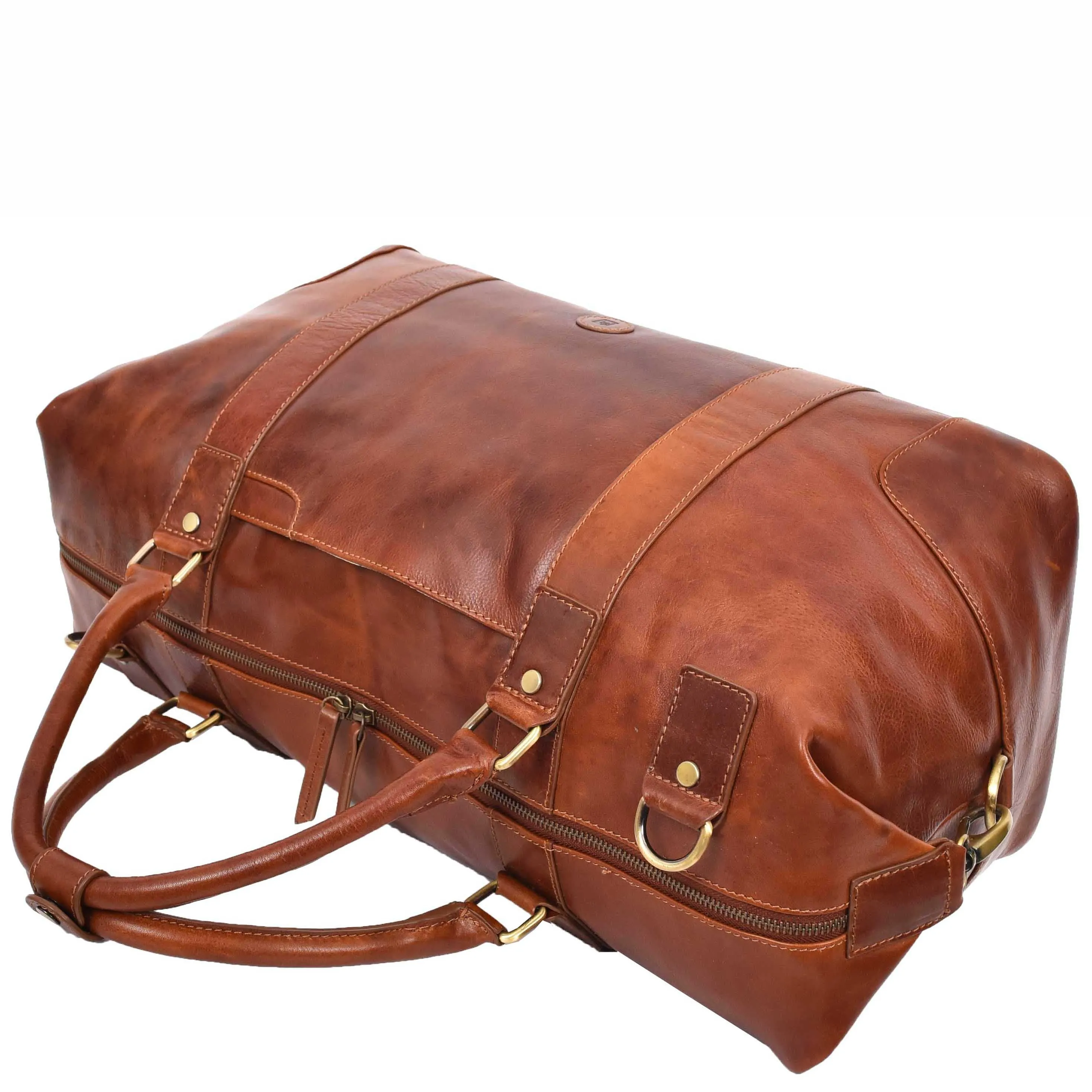 Overnight Weekend Leather Duffle Bag Travel Holdall HOL5002 Cognac