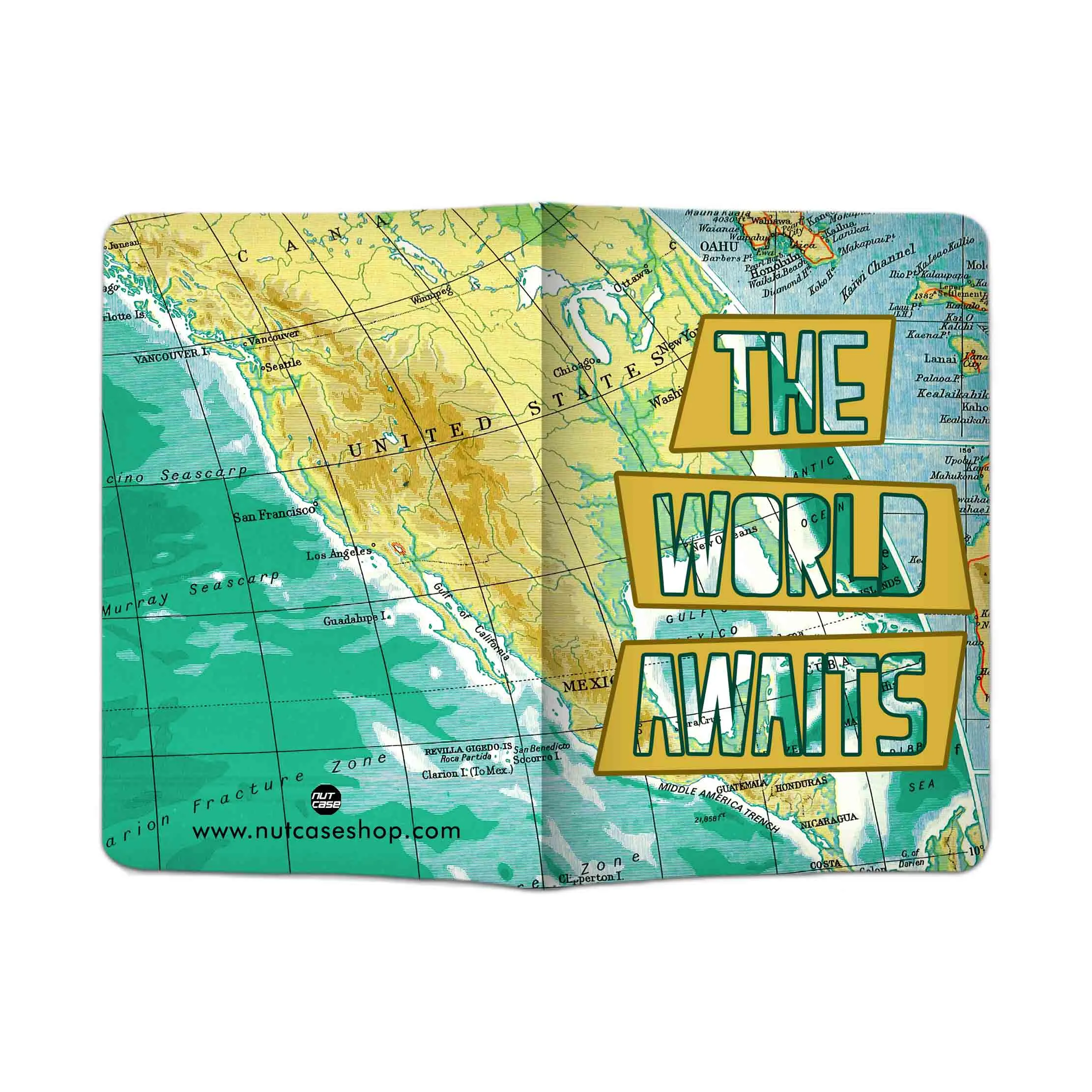 Passport Cover Designer Holder Travel Case with Luggage Tag - The World Awaits