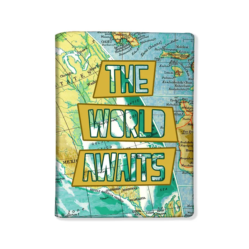 Passport Cover Designer Holder Travel Case with Luggage Tag - The World Awaits