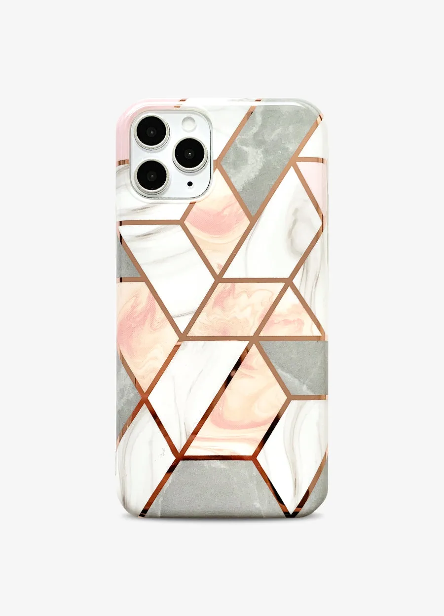 Peach Marble Metallic Geo Phone Case