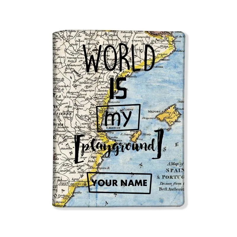 Personalised Passport Cover and Baggage Tag Combo - World is My Playground