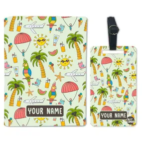 Personalised Passport Cover Baggage Tag Set for Kids - Summer Adventure