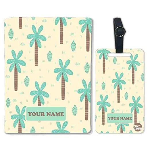 Personalised Passport Cover Suitcase Tag Set -Palm Tree