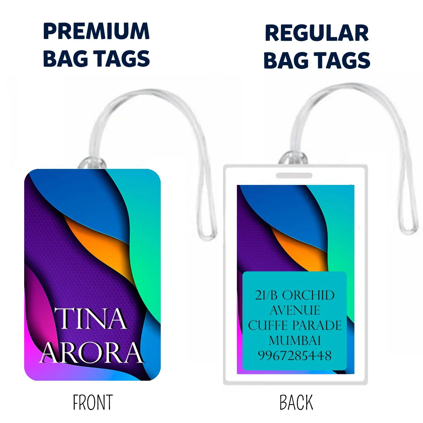 Personalized Luggage Tags Abstract Design - Set of 5