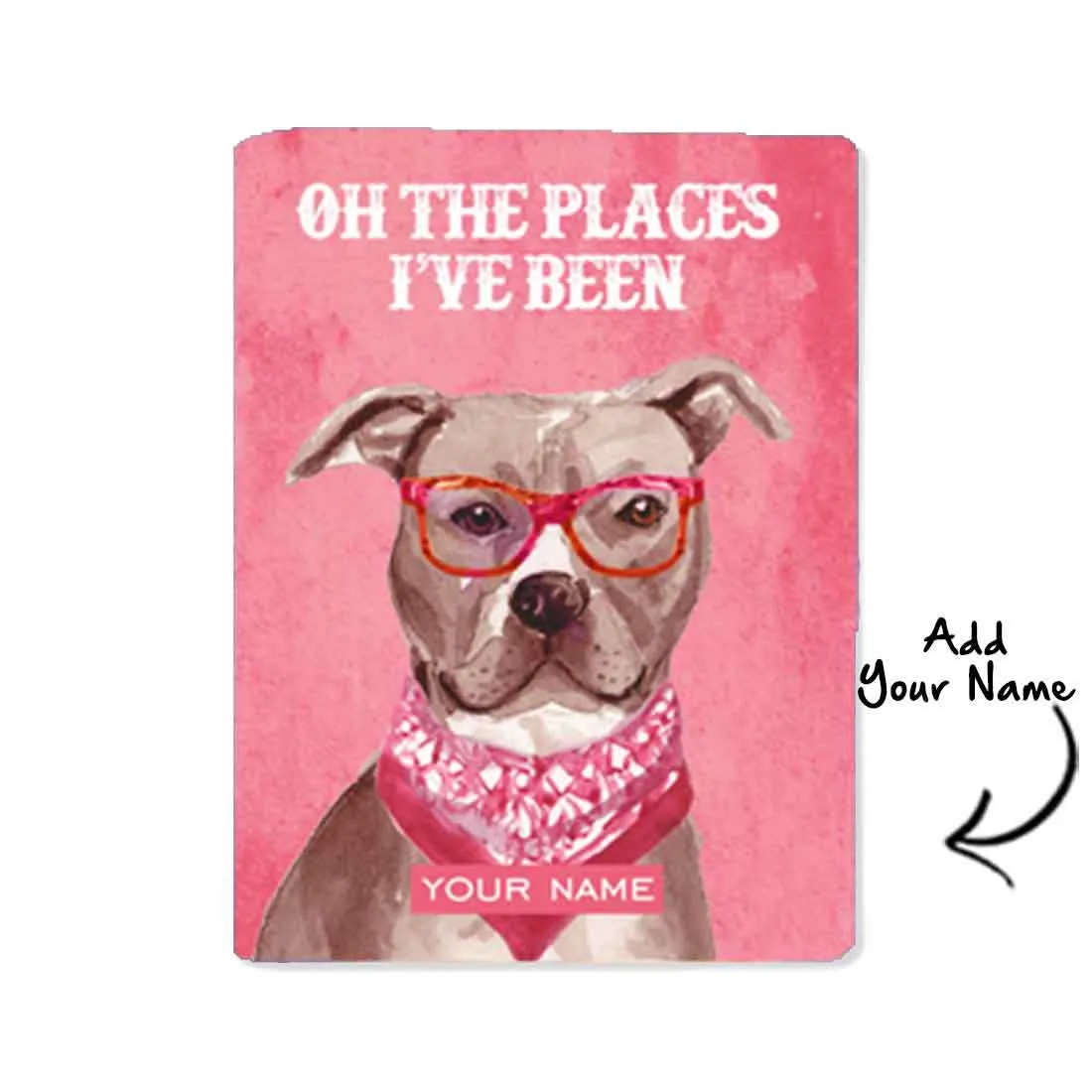 Personalized Passport Cover Suitcase Tag Set - Pink Lab Dog