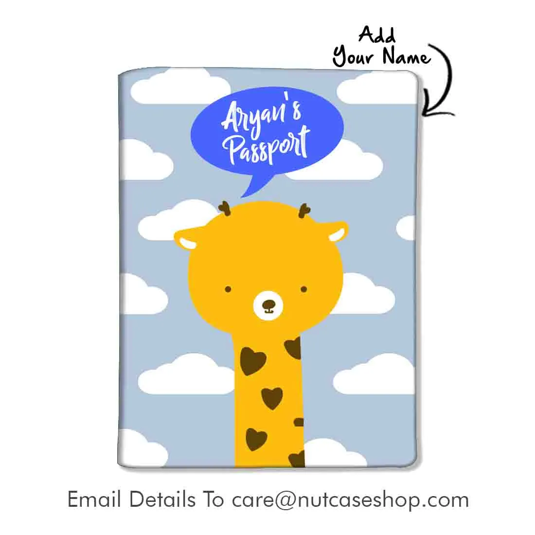 Personalized Passport Cover Travel Luggage Tag - Cute Giraff