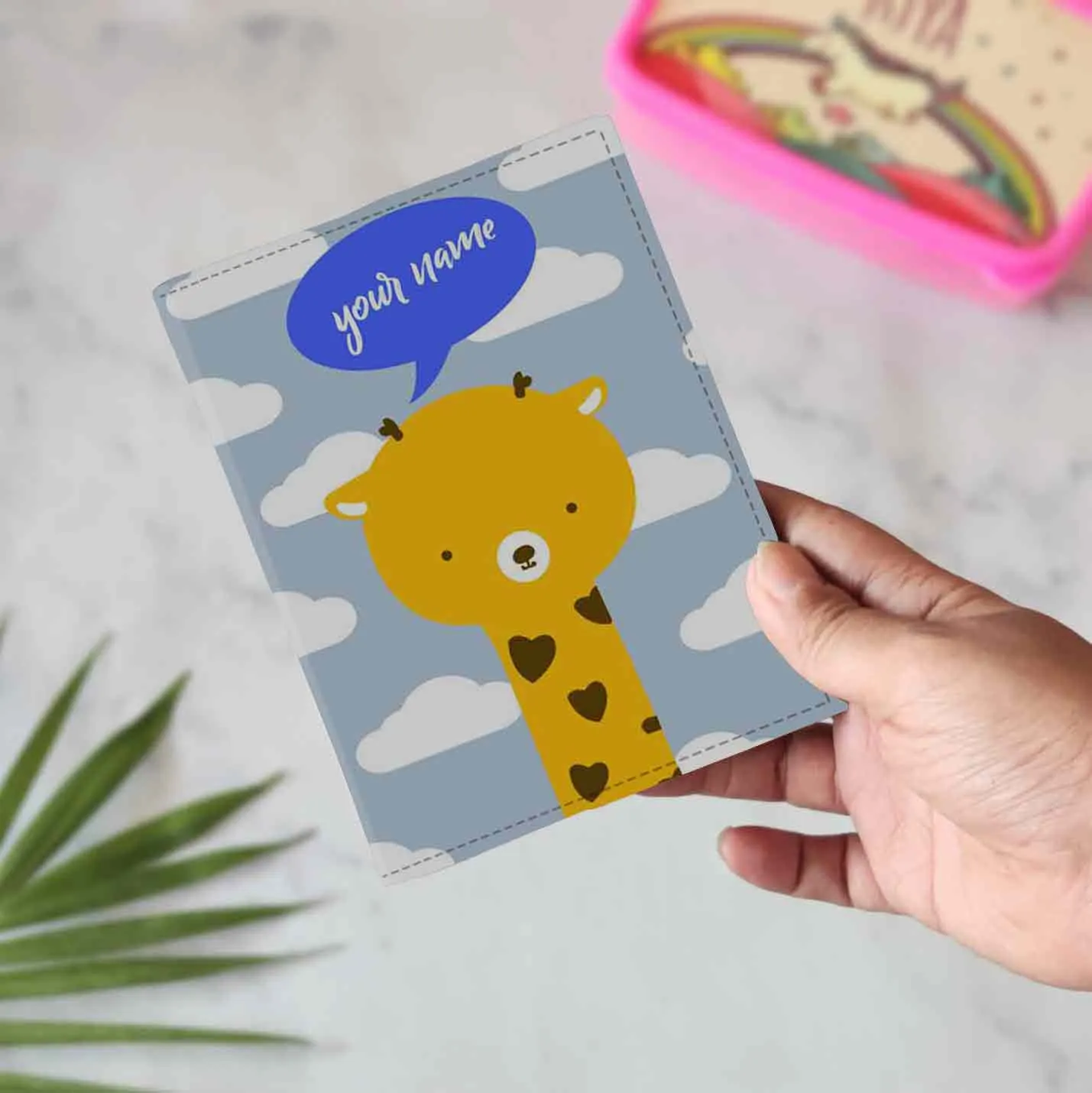 Personalized Passport Cover Travel Luggage Tag - Cute Giraff