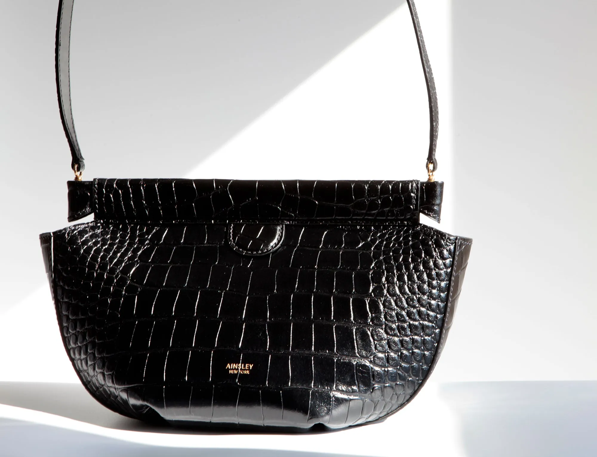 Phoebe Shoulder Bag in Croc-Embossed Leather