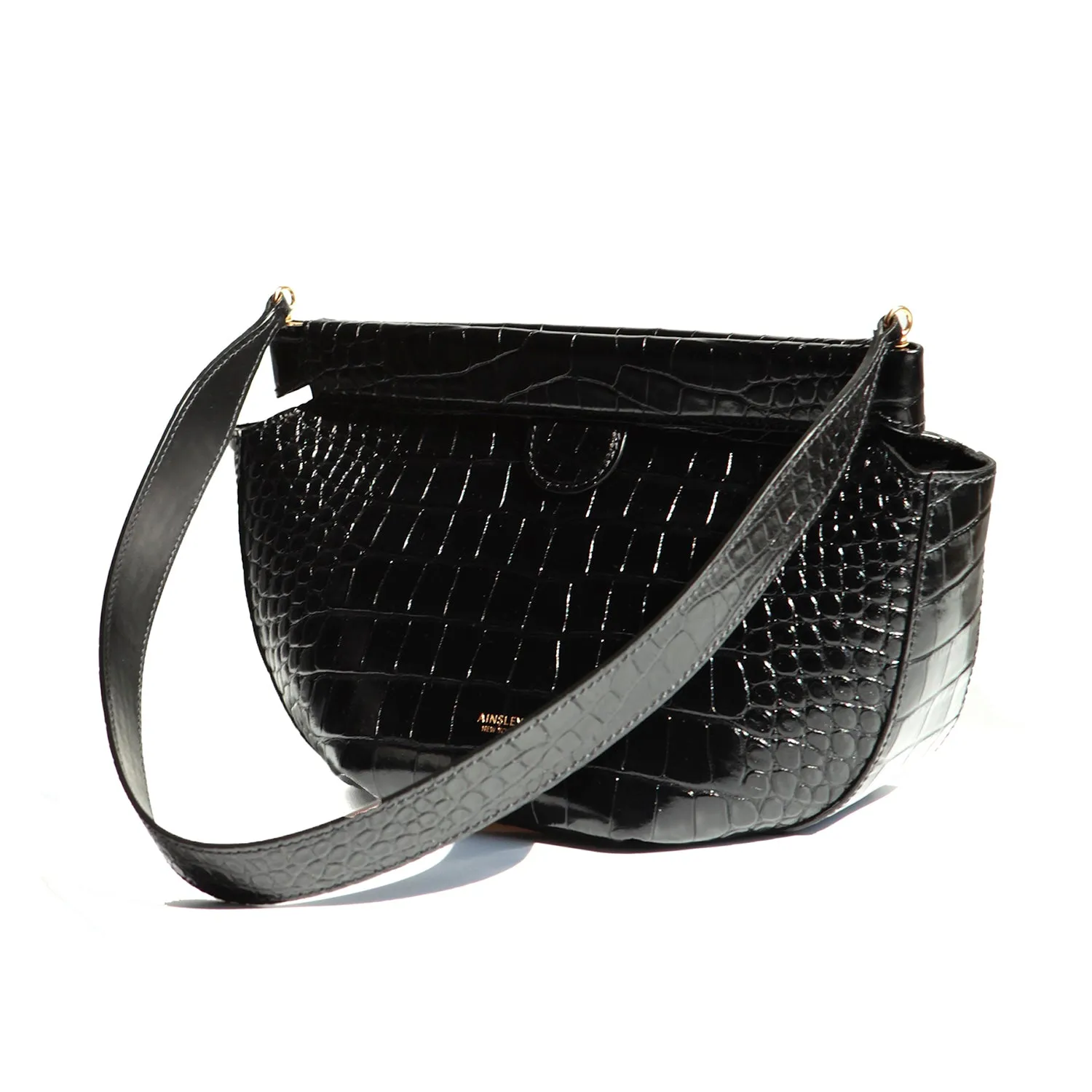 Phoebe Shoulder Bag in Croc-Embossed Leather