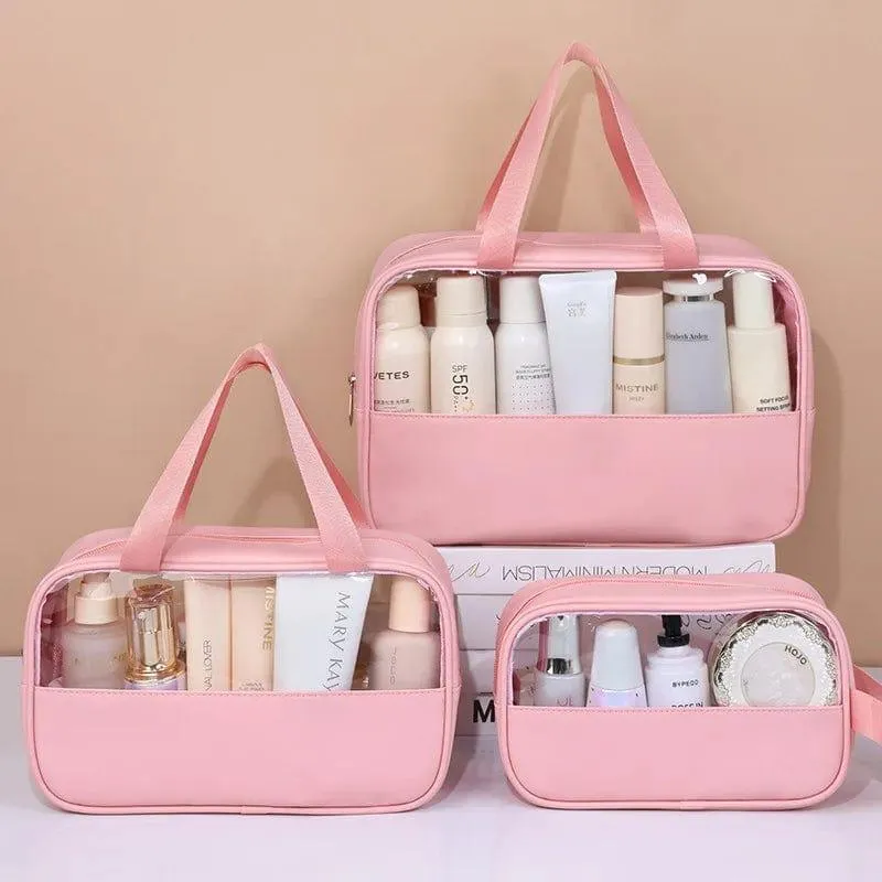 Pink Travel/Makeup/Storage bags: Full set of three sizes