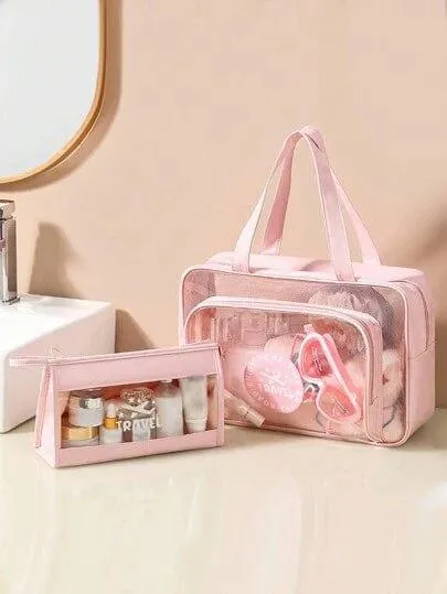 Pink Travel/Makeup/Storage bags: Full set of three sizes