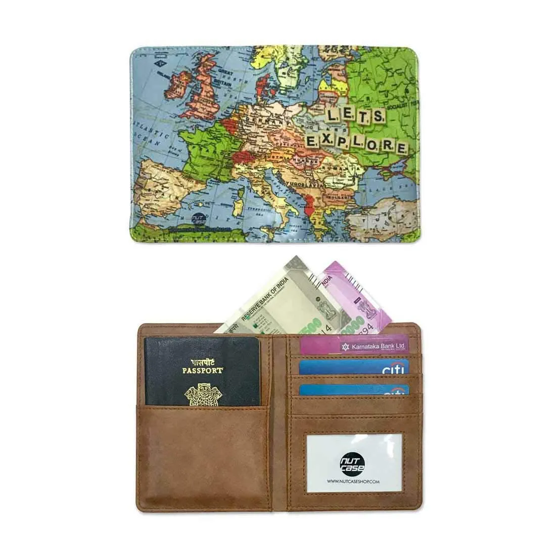 PU Leather Passport Cover Travel Wallet   - Let's Explore