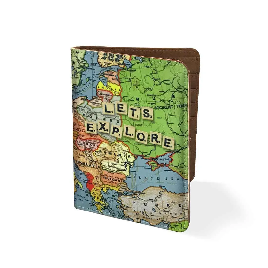 PU Leather Passport Cover Travel Wallet   - Let's Explore