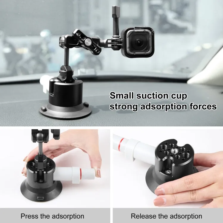 PULUZ 3 inch Car Single Pump Suction Cup Aluminum Alloy Mount (Black)