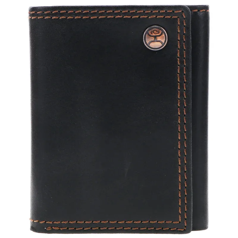 "Hooey Classic" Smooth Black Trifold Wallet - HTF001-BK