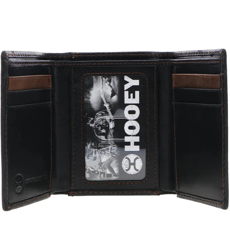 "Hooey Classic" Smooth Black Trifold Wallet - HTF001-BK