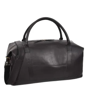 Real Leather Travel Holdall Weekender Overnight Cabin Bag A634 Black