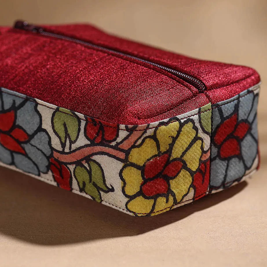 Red - Handpainted Kalamkari Multipurpose Cosmetic/Toiletry Bag 25