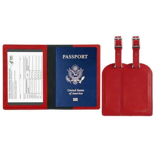 RFID Passport Holder with Travel Luggage Tag (3-Piece Set)